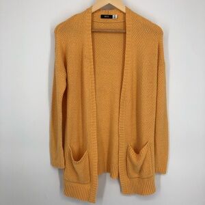 BDG Womens‎ Cardigan Sweater Size Small Butter Yellow Open Front Pockets Slits